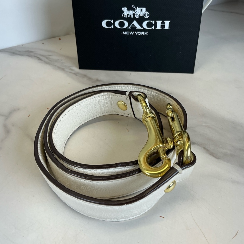 Coach Campbell White Leather Flap Buckle Satchel Bag - Picture 12 of 17